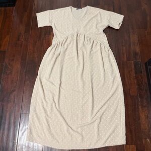 BomBom Maxi Dress Size Large Made In USA Taupe Textured Beach